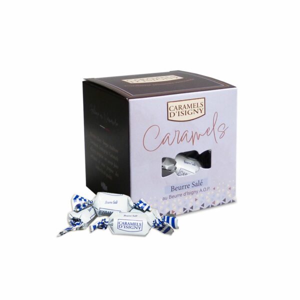 Boîte cube caramels beurre salé - 100g