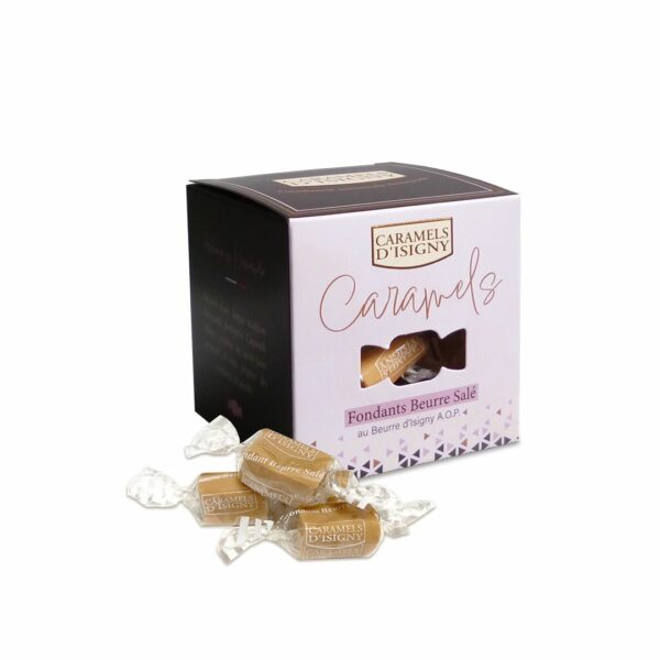 Boîte cube caramels fondants beurre salé - 100g