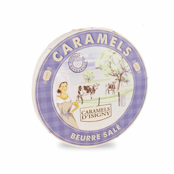 Boîte bois ronde caramels beurre salé