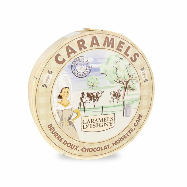 Boîte bois ronde caramels assortiment "Tradition"