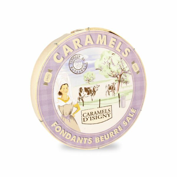 Boîte bois ronde caramels fondants beurre salé