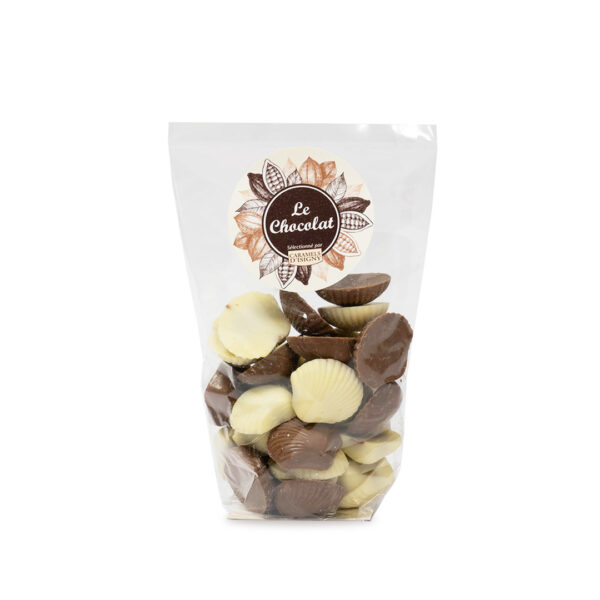 Coquillages pralinés chocolats lait et blanc - 150g